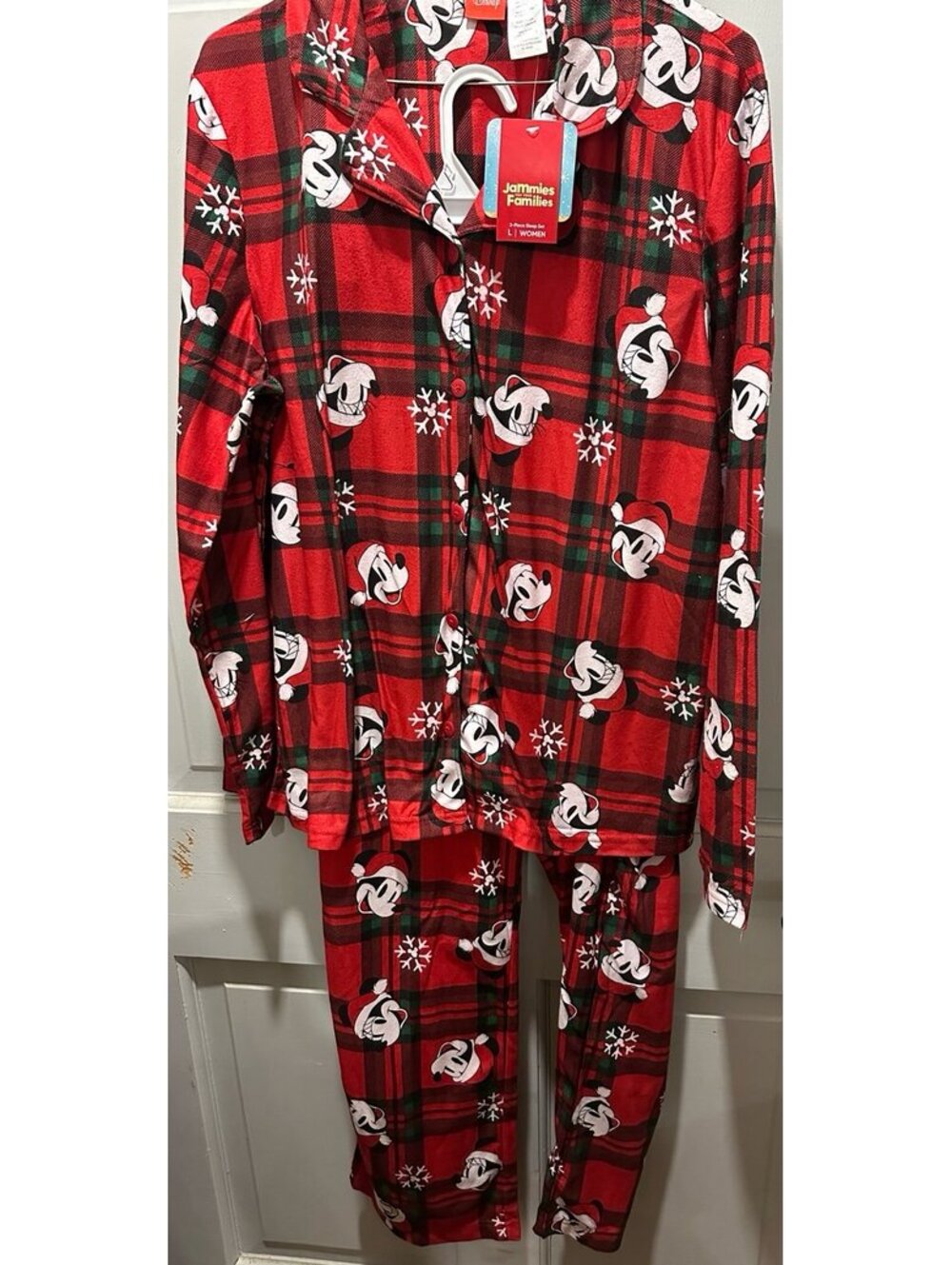 New Disney 2 piece Mickey Mouse pajama set size ladies large